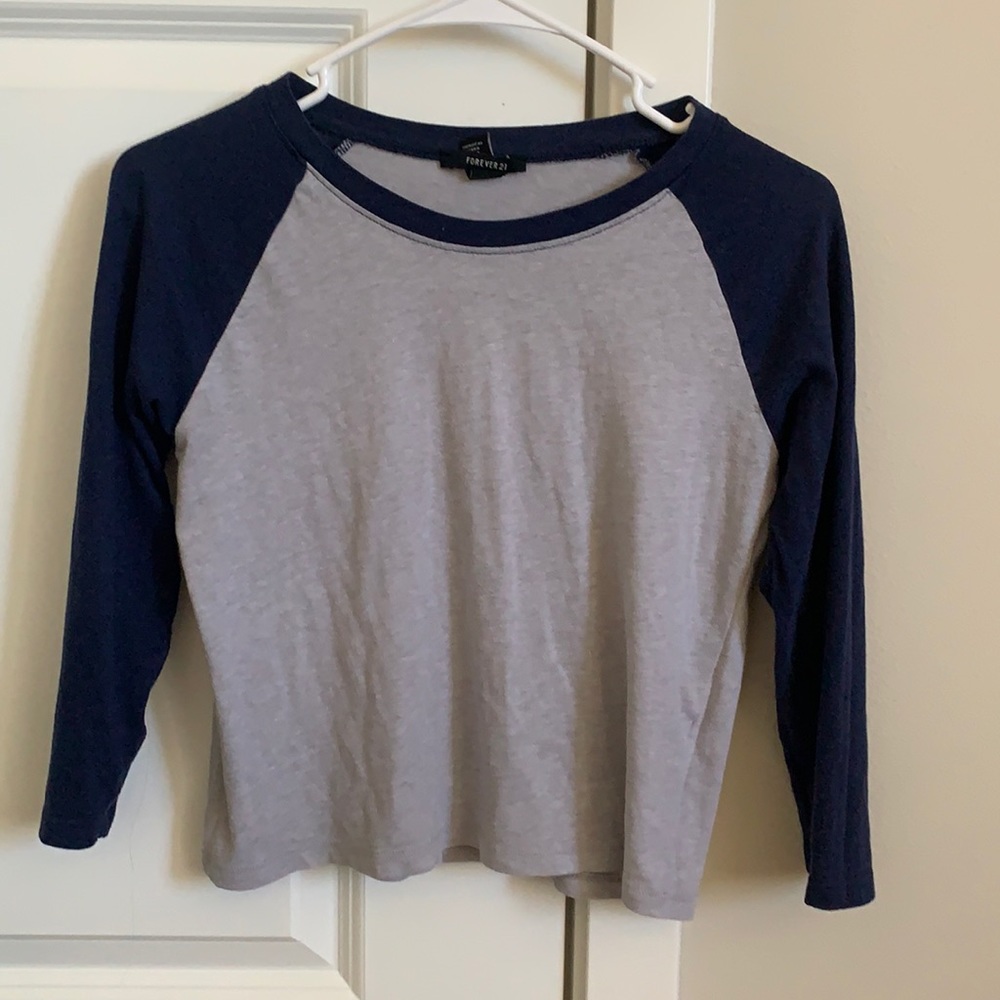 blue and Grey baseball tee forever 21